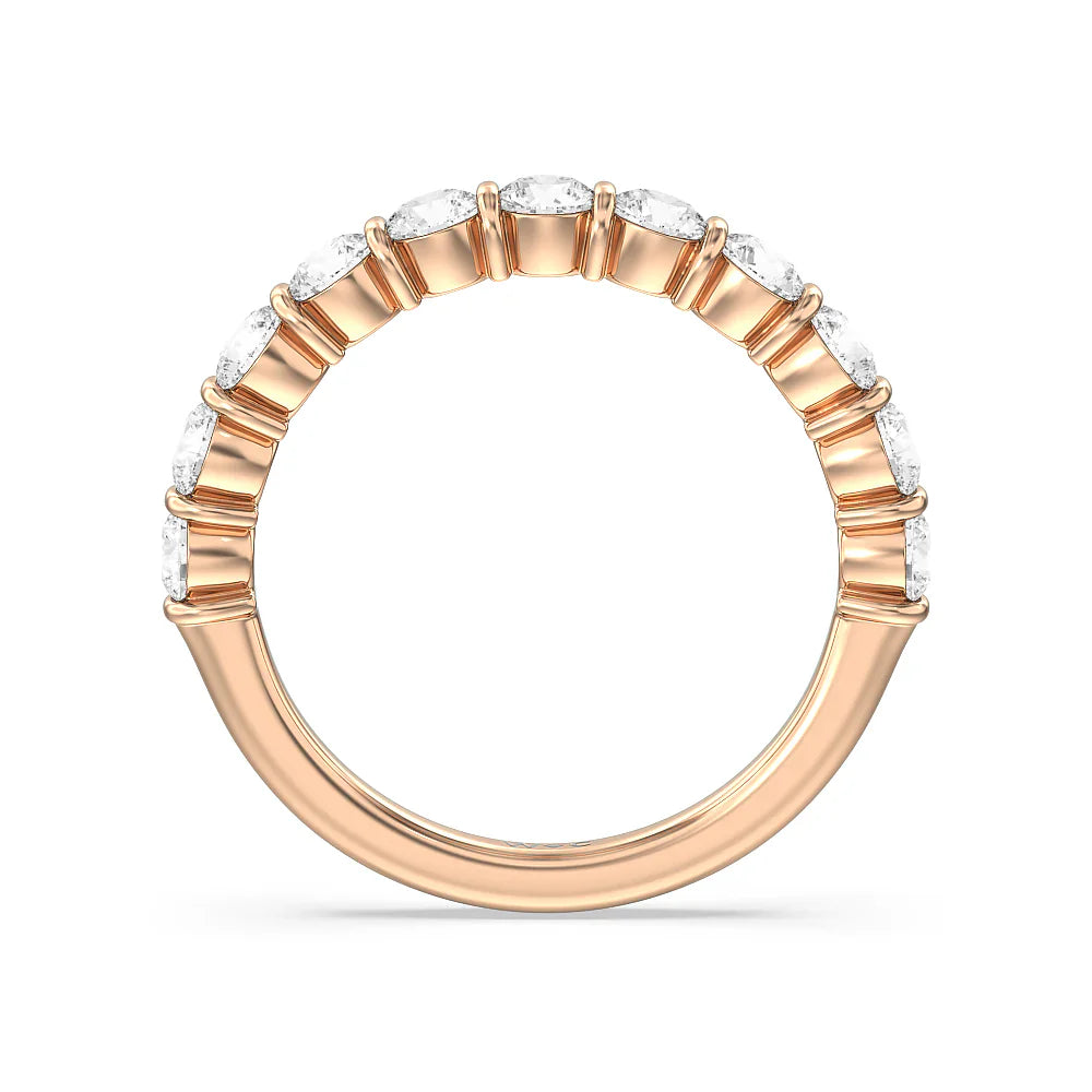 Bar Set Round diamond Anniversary Ring (E+ VS+) with 18KT Rose Gold / Lab / 1 1/2 Cut Diamond in 14KT Rose Gold / Lab / 1 1/2 view 2
