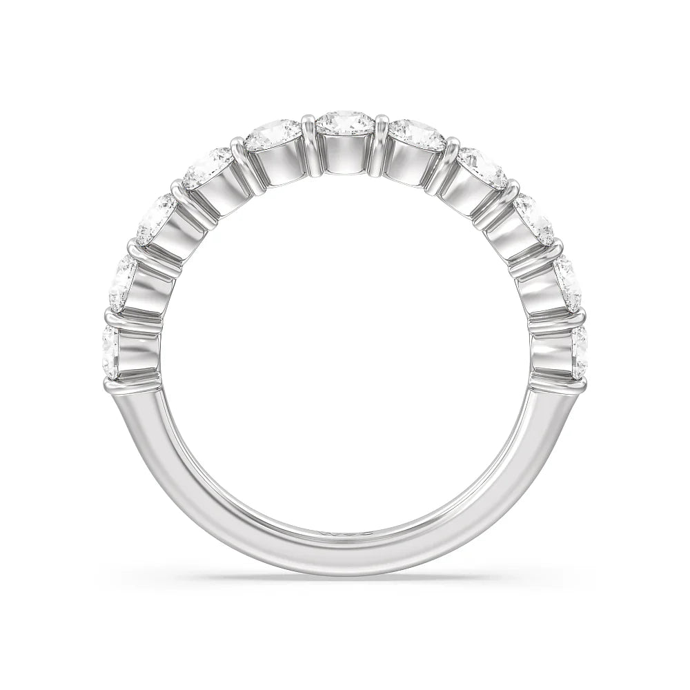 Bar Set Round diamond Anniversary Ring (E+ VS+) with Platinum / Lab / 1 1/2 Cut Diamond in 14KT Platinum / Lab / 1 1/2 view 2
