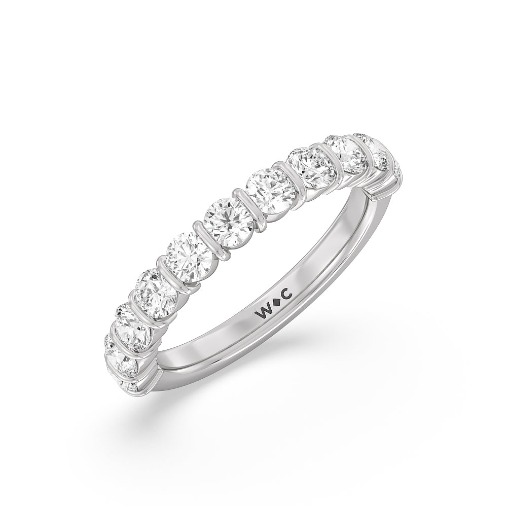 Bar Set Round diamond Anniversary Ring (F/G SI+) with Platinum / Natural / 1 1/2 Cut Diamond in 14KT Platinum / Natural / 1 1/2 view 5
