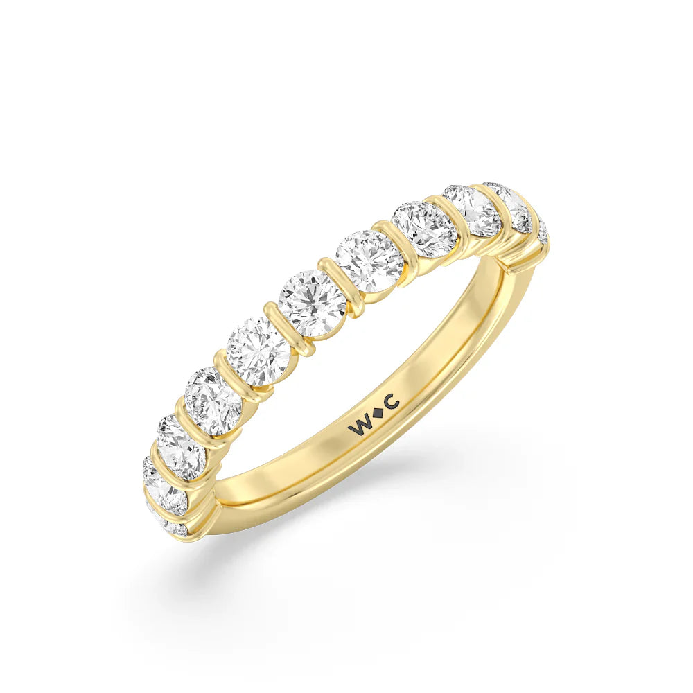 Bar Set Round diamond Anniversary Ring (E+ VS+) with 18KT Yellow Gold / Lab / 1 1/2 Cut Diamond in 14KT Yellow Gold / Lab / 1 1/2 view 3
