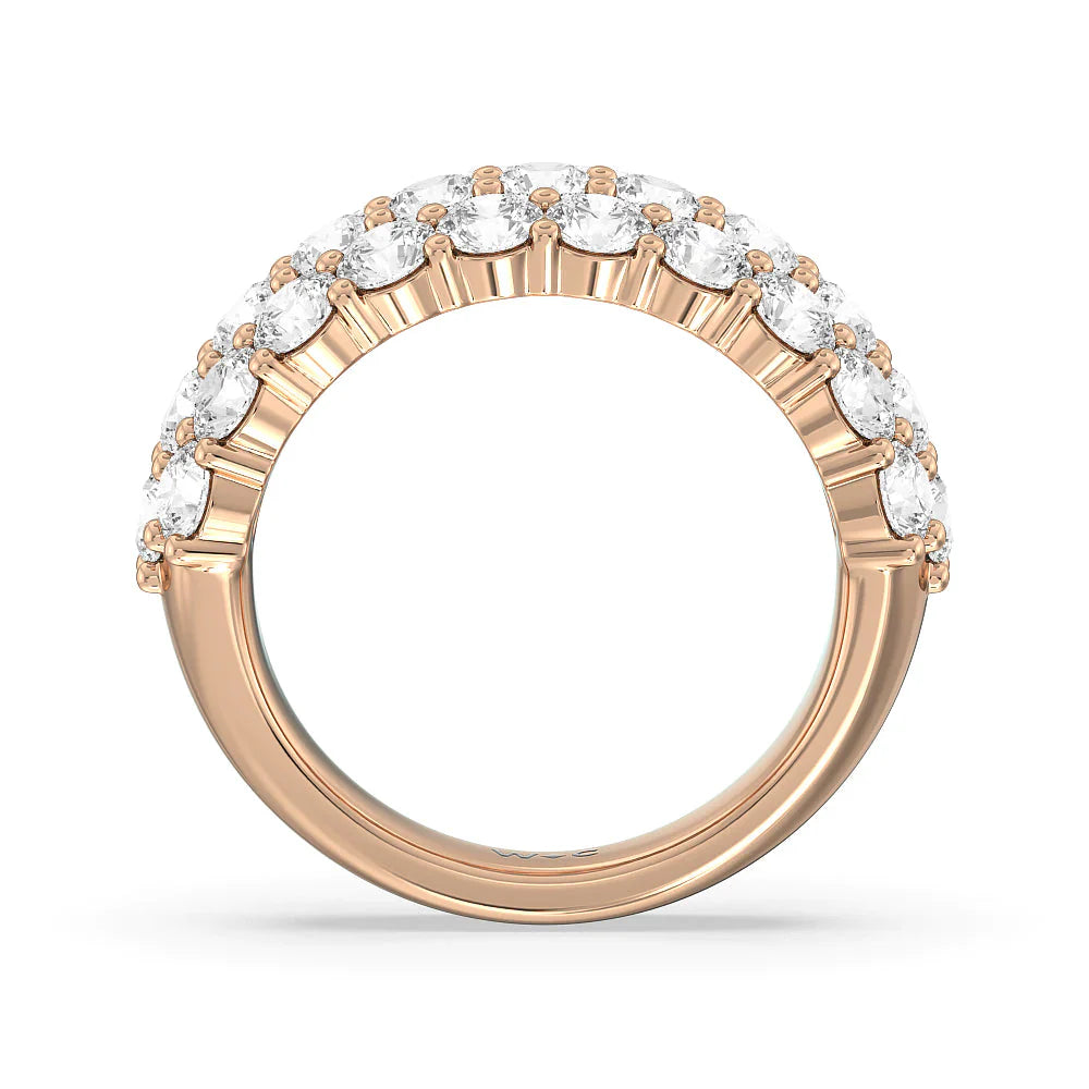 Round Diamond Three Row Pave Anniversary Ring (E+ VS+) with 18KT Rose Gold / Lab / 4 Cut Diamond in 14KT Rose Gold / Lab / 4 view 2
