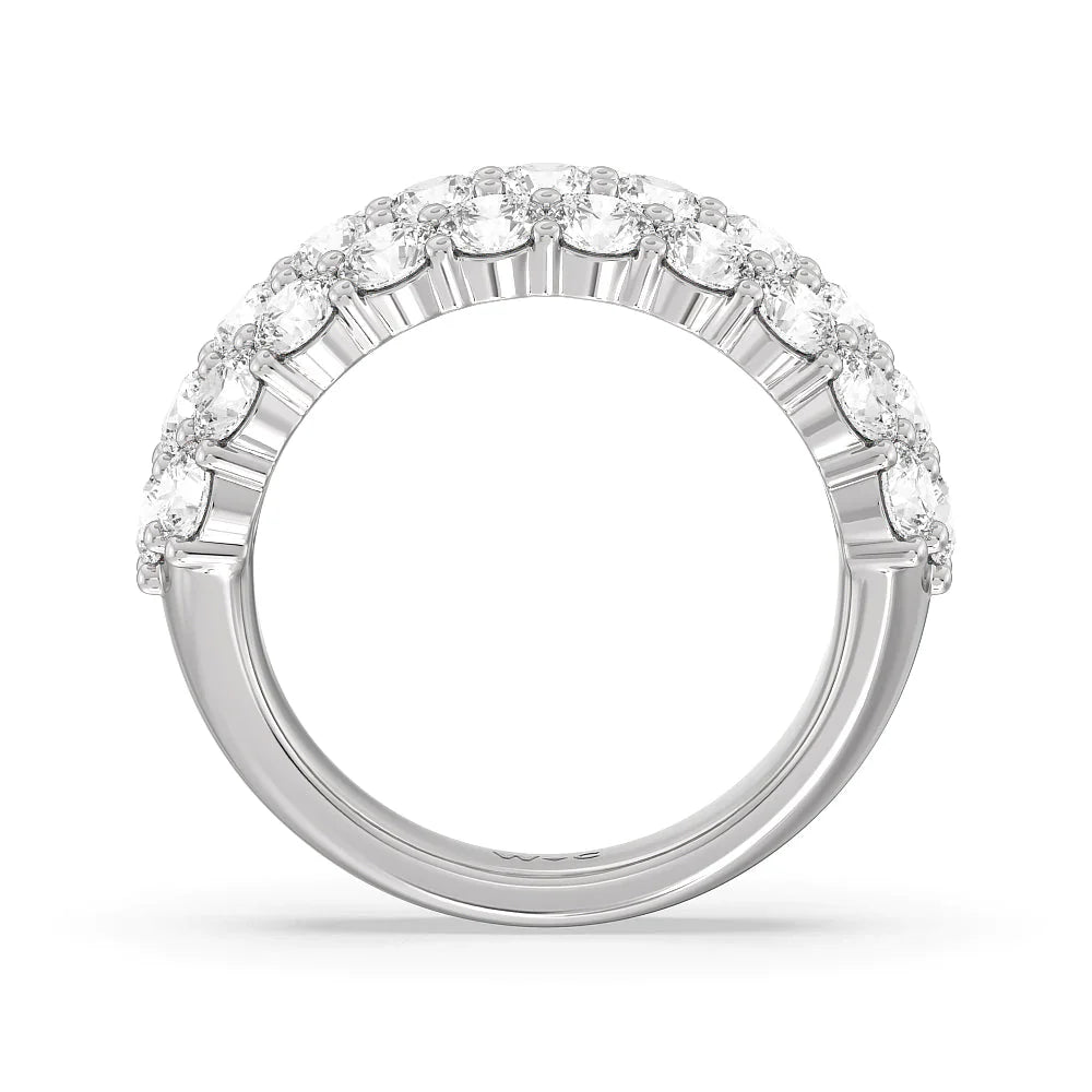 Round Diamond Three Row Pave Anniversary Ring (E+ VS+) with Platinum / Lab / 4 Cut Diamond in 14KT Platinum / Lab / 4 view 2
