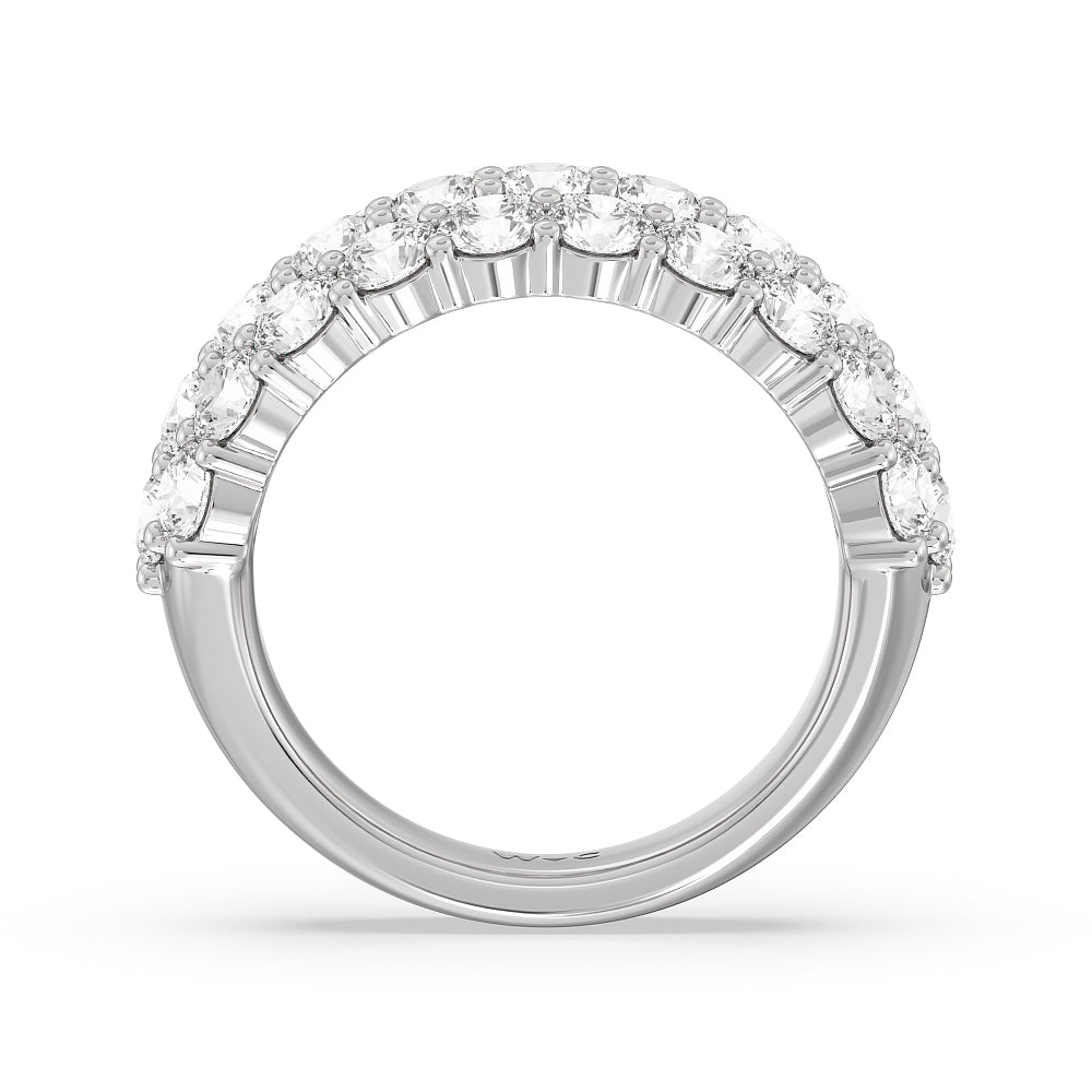 Round Diamond Three Row Pave Anniversary Ring with Platinum / Natural / 4 Cut Diamond in 14KT Platinum / Natural / 4 view 2
