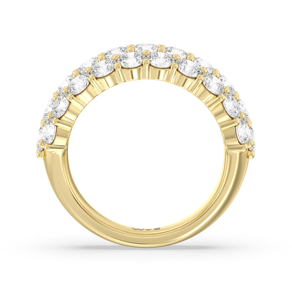 Round Diamond Three Row Pave Anniversary Ring (G/H SI+) with 18KT Yellow Gold / Natural / 4 Cut Diamond in 14KT Yellow Gold / Natural / 4 view 3
