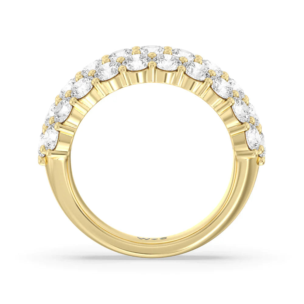 Round Diamond Three Row Pave Anniversary Ring (E+ VS+) with 18KT Yellow Gold / Lab / 4 Cut Diamond in 14KT Yellow Gold / Lab / 4 view 2
