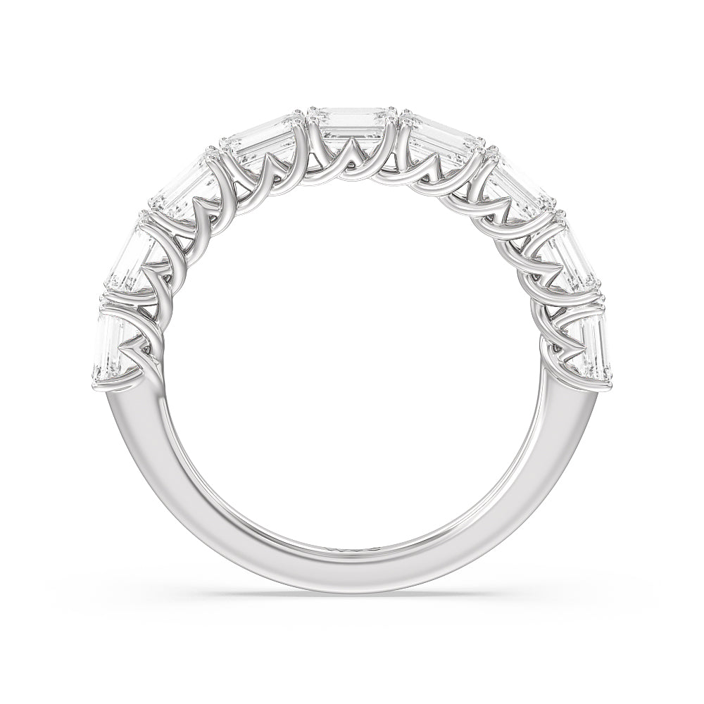 Emerald East-West Modern Trellis Anniversary Ring (F/G SI+) with Platinum / Natural / 2 Cut Diamond in 14KT Platinum / Natural / 2 view 2
