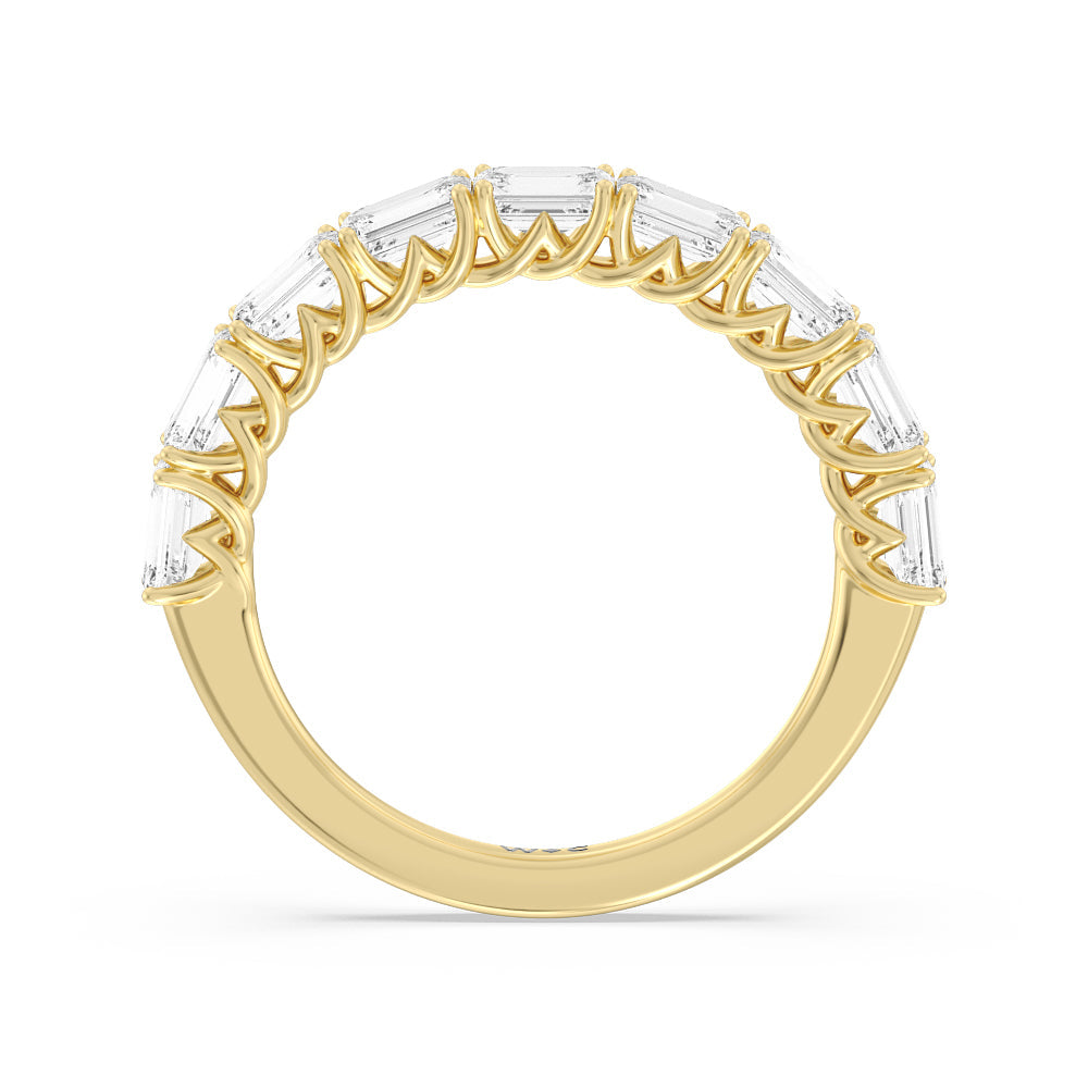 Emerald East-West Modern Trellis Anniversary Ring (F/G SI+) with 18KT Yellow Gold / Natural / 2 Cut Diamond in 14KT Yellow Gold / Natural / 2 view 2

