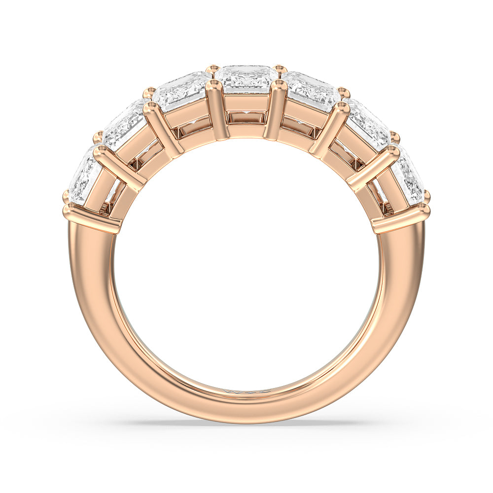 Seven Stone Emerald Cut Diamond Ring (G/H SI+) with 18KT Rose Gold / Natural / 5 Cut Diamond in 14KT Rose Gold / Natural / 5 view 2
