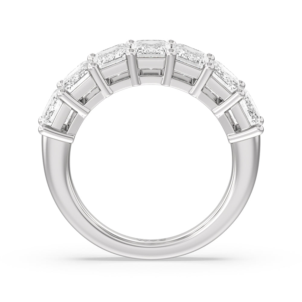 Seven Stone Emerald Cut Diamond Ring (G/H SI+) with Platinum / Natural / 5 Cut Diamond in 14KT Platinum / Natural / 5 view 2
