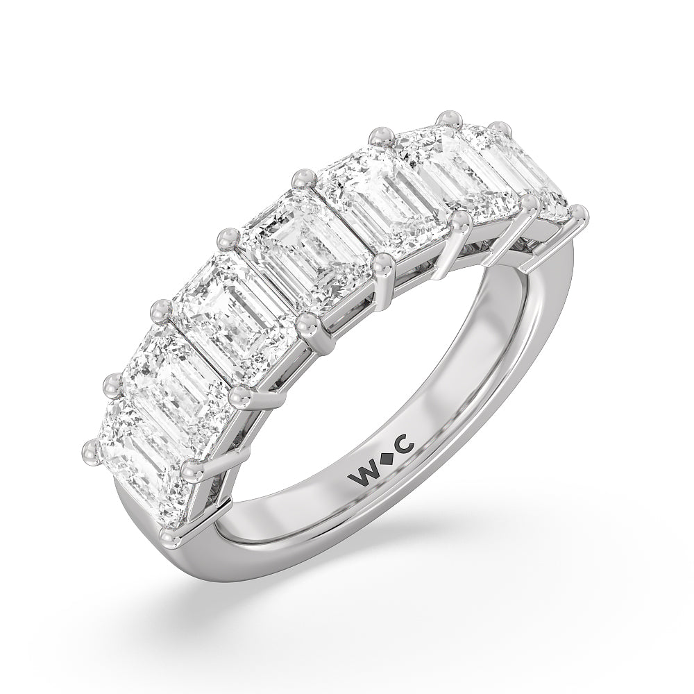 Seven Stone Emerald Cut Diamond Ring (G/H SI+) with Platinum / Natural / 5 Cut Diamond in 14KT Platinum / Natural / 5 view 3
