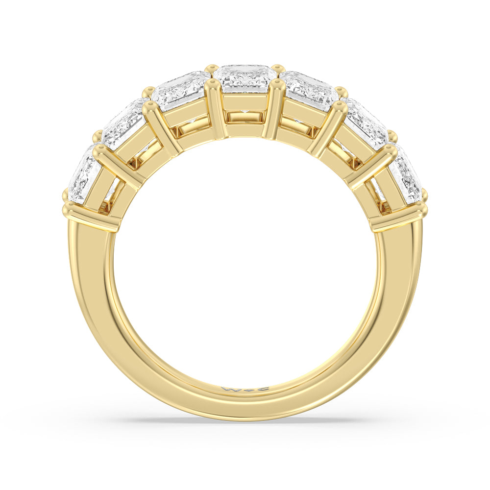 Seven Stone Emerald Cut Diamond Ring (G/H SI+) with 18KT Yellow Gold / Natural / 5 Cut Diamond in 14KT Yellow Gold / Natural / 5 view 2
