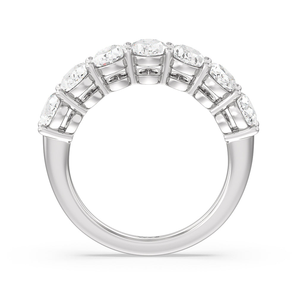 Seven Stone Oval Diamond Anniversary Ring (E+ VS+) with Platinum / Lab / 3 Cut Diamond in 14KT Platinum / Lab / 3 view 2
