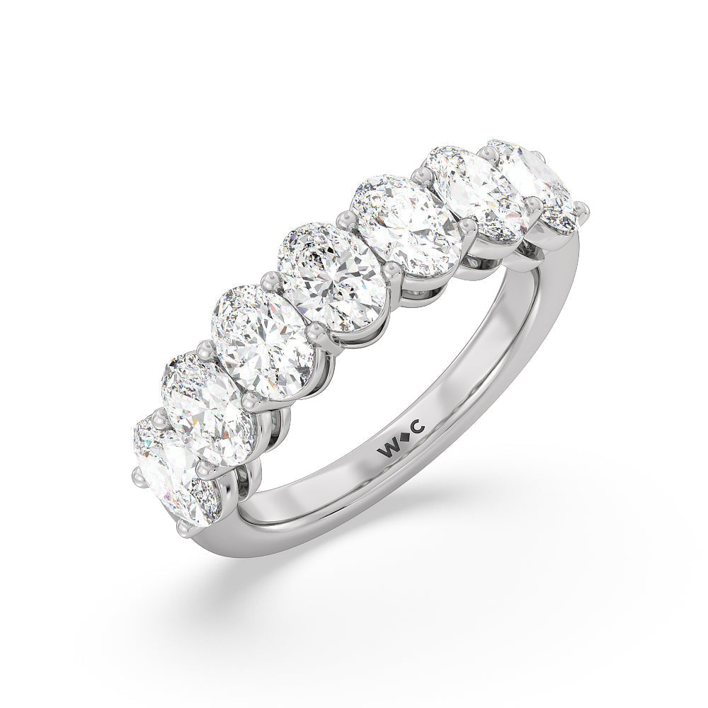 Seven Stone Oval Diamond Anniversary Ring (E+ VS+) with Platinum / Lab / 3 Cut Diamond in 14KT Platinum / Lab / 3 view 3
