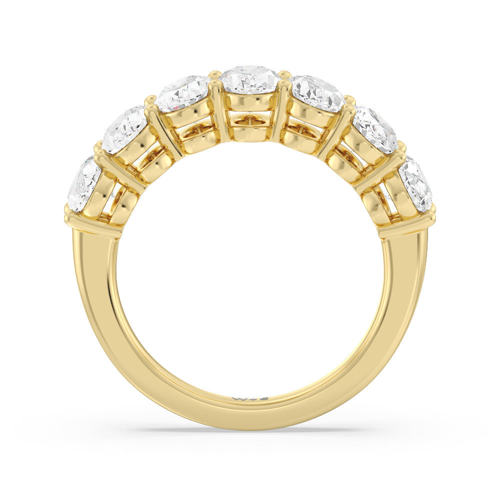 Seven Stone Oval Diamond Anniversary Ring (E+ VS+) with 18KT Yellow Gold / Lab / 3 Cut Diamond in 14KT Yellow Gold / Lab / 3 view 2

