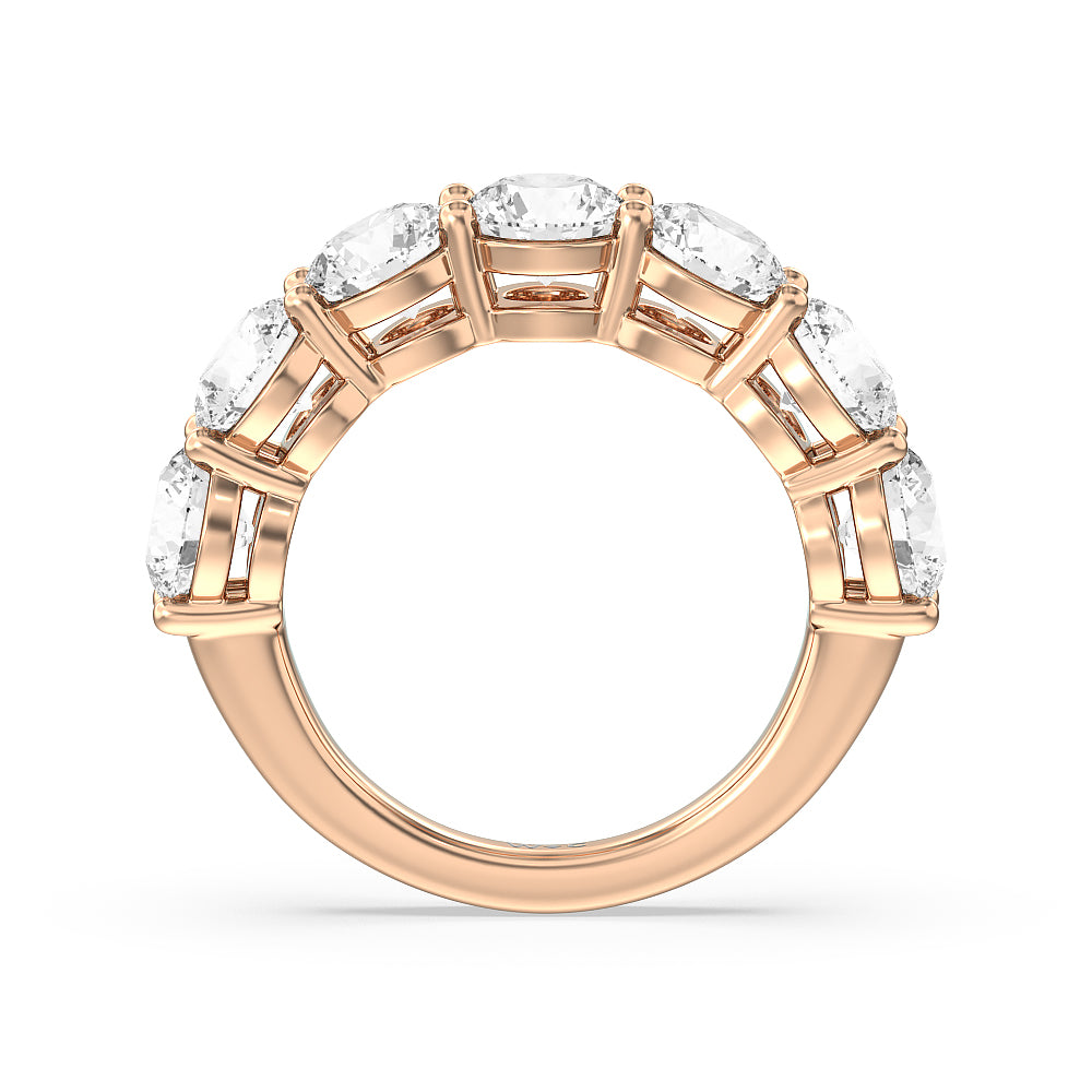 Seven Stone Round Diamond Anniversary Ring (G/H SI+) with 18KT Rose Gold / Natural / 5 Cut Diamond in 14KT Rose Gold / Natural / 5 view 2
