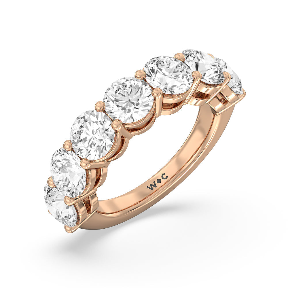 Seven Stone Round Diamond Anniversary Ring (G/H SI+) with 18KT Rose Gold / Natural / 5 Cut Diamond in 14KT Rose Gold / Natural / 5 view 3
