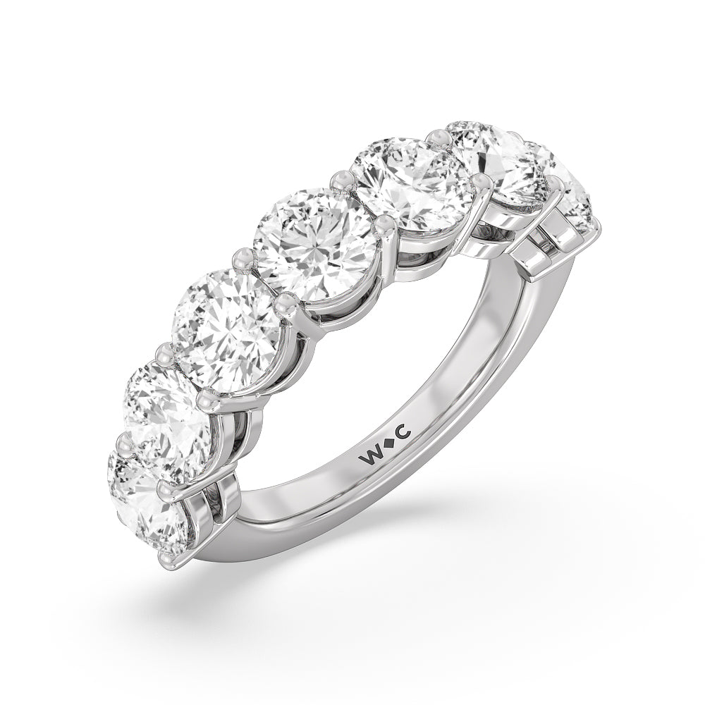 Seven Stone Round Diamond Anniversary Ring (E+ VS+) with Platinum / Lab / 5 Cut Diamond in 14KT Platinum / Lab / 5 view 3
