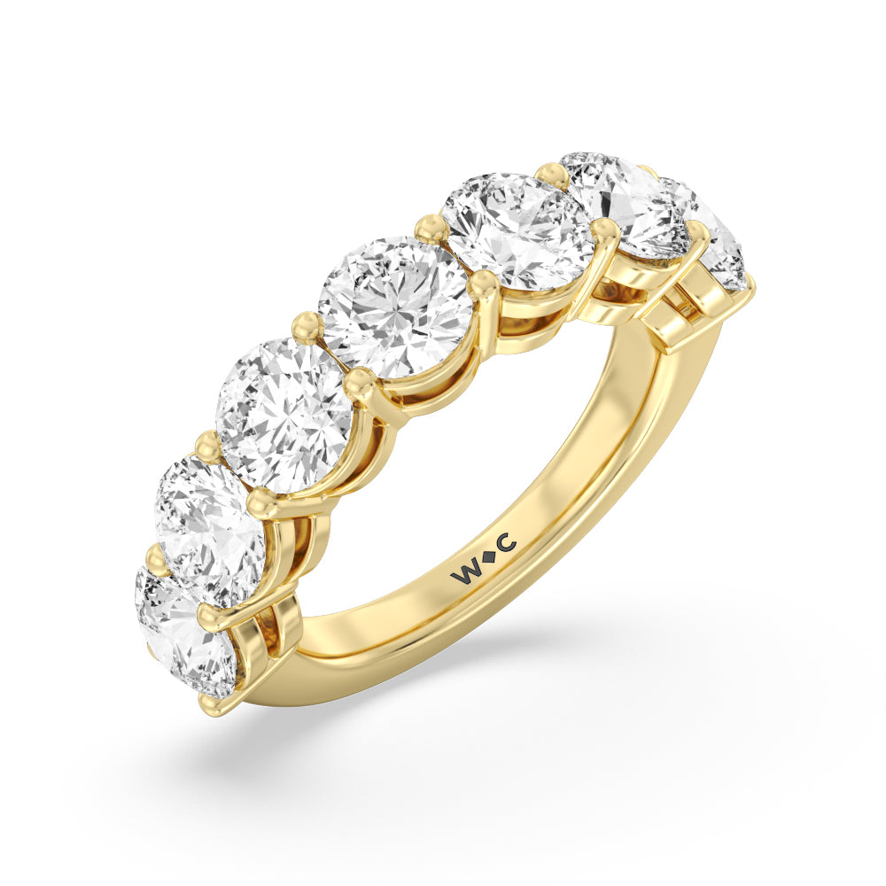 Seven Stone Round Diamond Anniversary Ring (E+ VS+) with 18KT Yellow Gold / Lab / 5 Cut Diamond in 14KT Yellow Gold / Lab / 5 view 3

