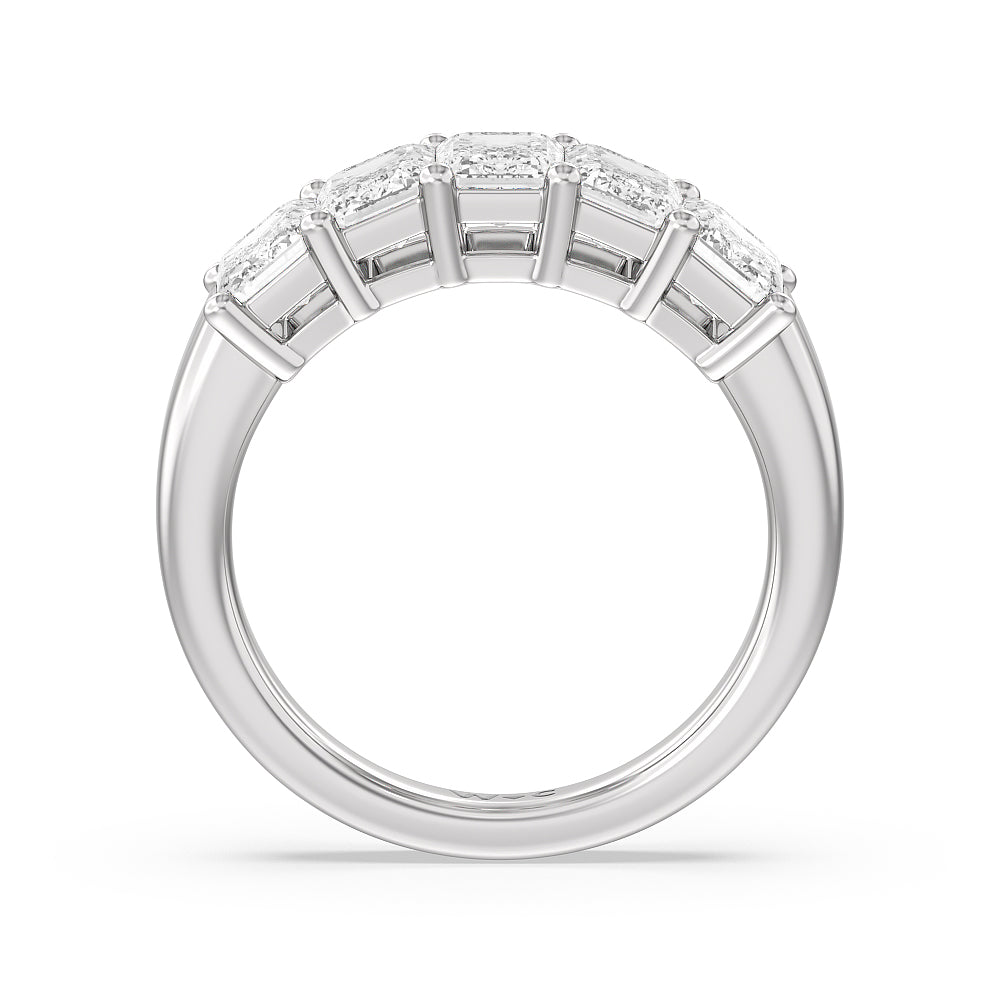 Five Stone Emerald Cut Diamond Ring (G/H SI+) with Platinum / Natural / 3 Cut Diamond in 14KT Platinum / Natural / 3 view 3
