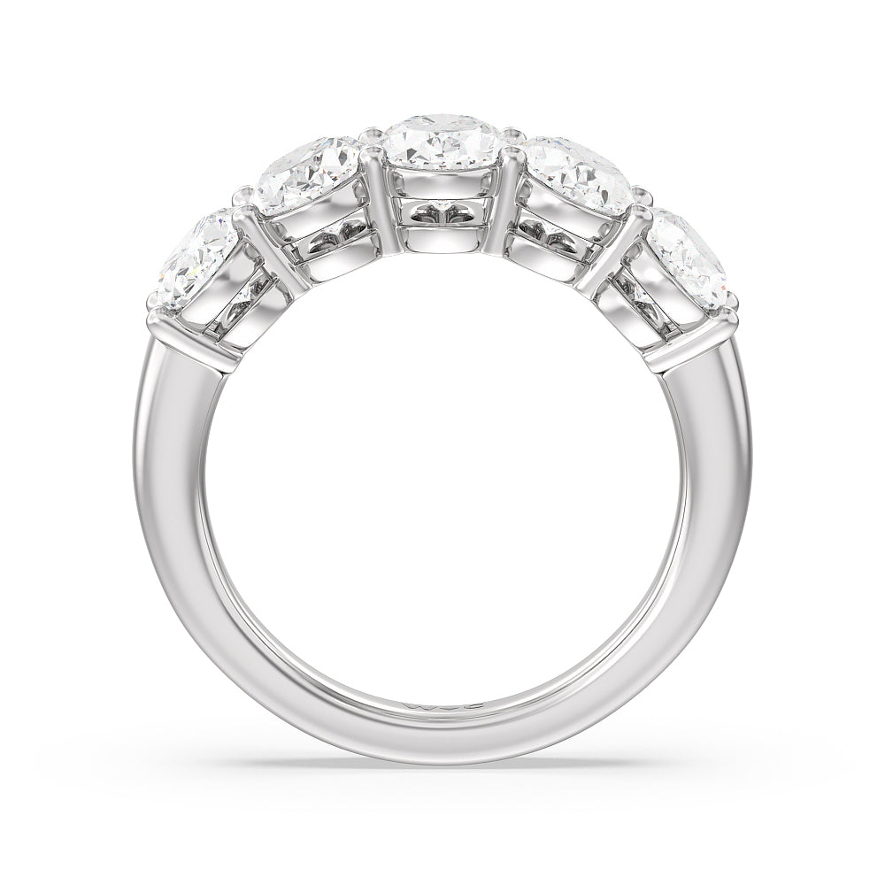 Five Stone Oval Diamond Anniversary Ring (G/H SI+) with Platinum / Natural / 3 Cut Diamond in 14KT Platinum / Natural / 3 view 2

