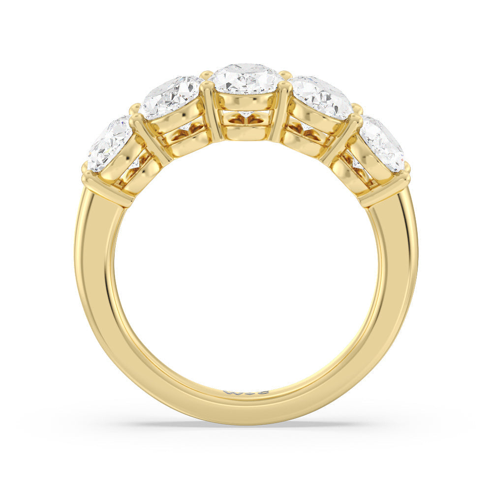 Five Stone Oval Diamond Anniversary Ring (G/H SI+) with 18KT Yellow Gold / Natural / 3 Cut Diamond in 14KT Yellow Gold / Natural / 3 view 2
