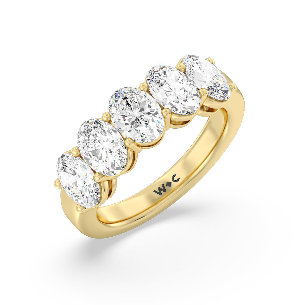 Five Stone Oval Diamond Anniversary Ring (G/H SI+) with 18KT Yellow Gold / Natural / 3 Cut Diamond in 14KT Yellow Gold / Natural / 3 view 3
