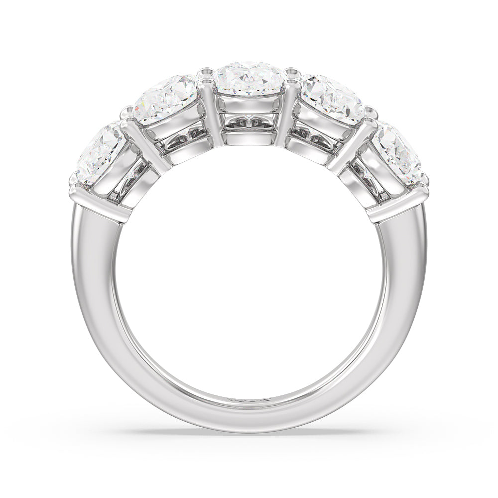 Five Stone Oval Diamond Anniversary Ring (E+ VS+) with Platinum / Lab / 4 Cut Diamond in 14KT Platinum / Lab / 4 view 2
