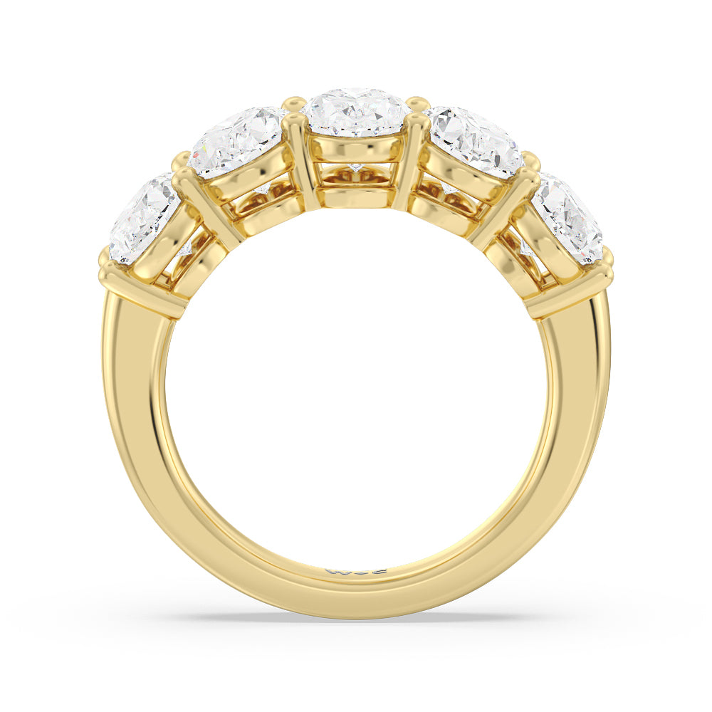 Five Stone Oval Diamond Anniversary Ring (G/H SI+) with 18KT Yellow Gold / Natural / 4 Cut Diamond in 14KT Yellow Gold / Natural / 4 view 2
