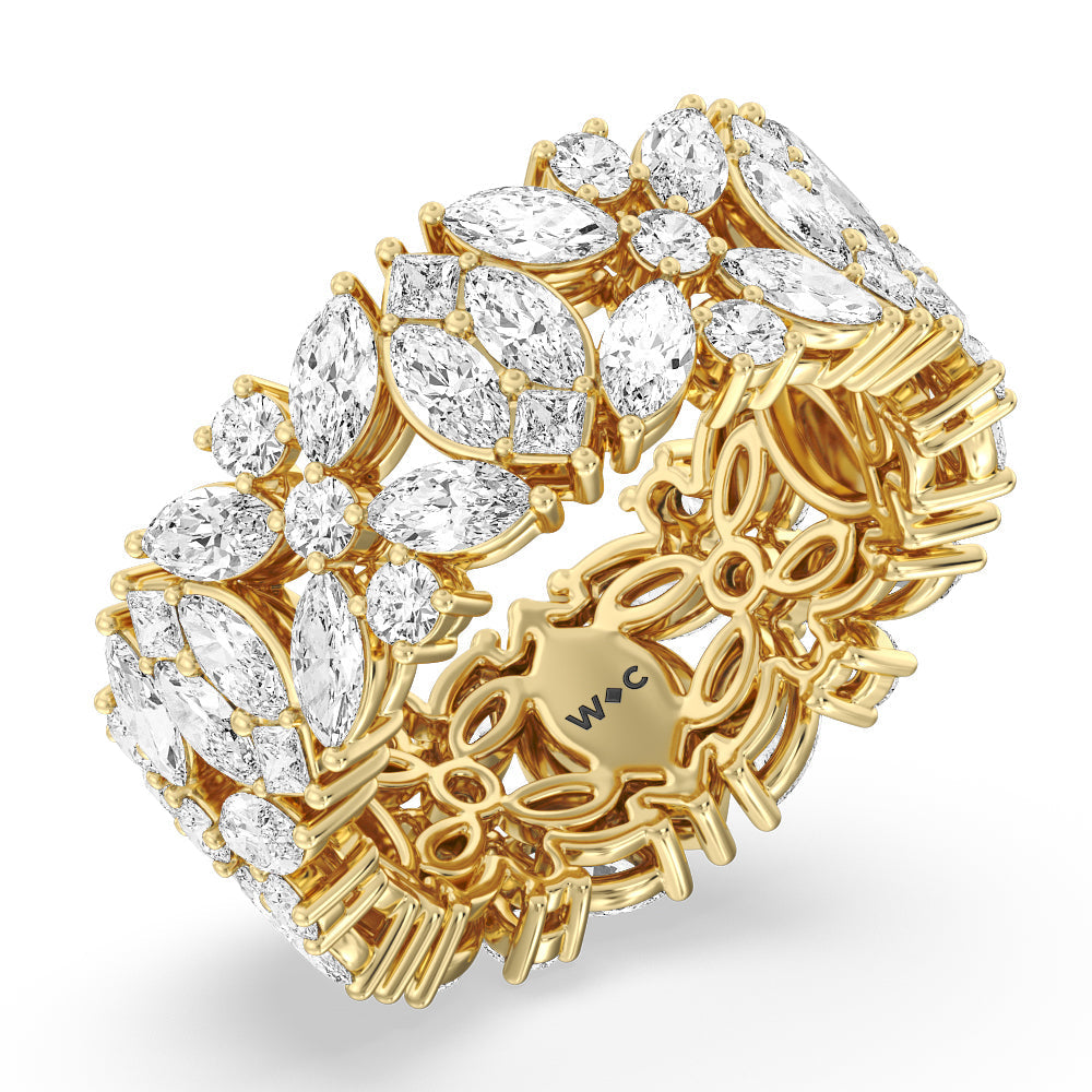 Meadow Eternity Ring with 18KT Yellow Gold / Natural / 4 1/4 Cut Diamond in 14KT Yellow Gold / Natural / 4 1/4 view 3
