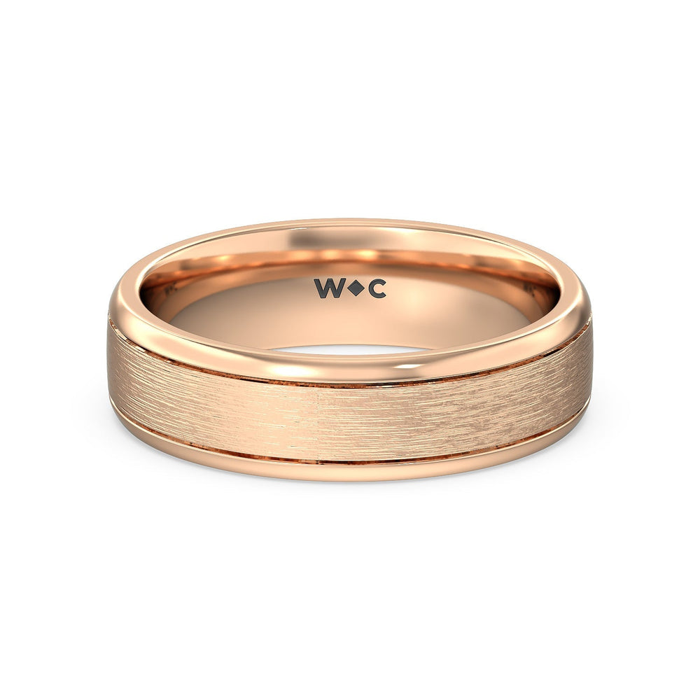 Men's Grooved Satin Finish Band with 14KT Rose Gold / 6 Cut Diamond in 14KT Rose Gold / 6 view 1

