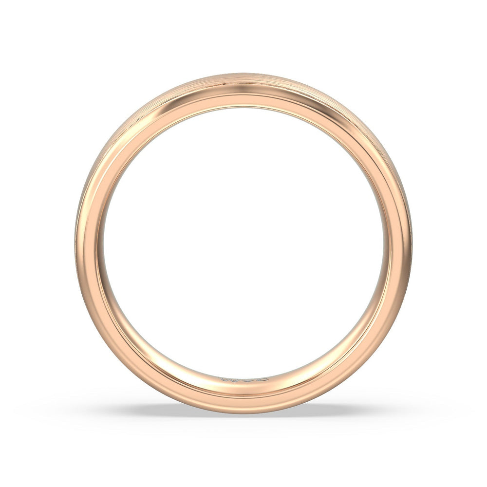 Men's Grooved Satin Finish Band with 14KT Rose Gold / 6 Cut Diamond in 14KT Rose Gold / 6 view 3
