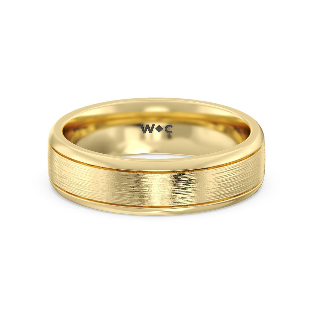 Men's Grooved Satin Finish Band with 14KT Yellow Gold / 6 Cut Diamond in 14KT Yellow Gold / 6 view 1
