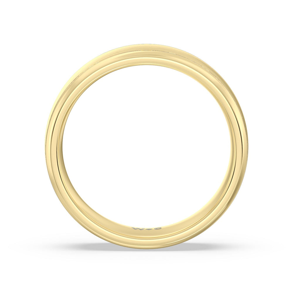 Men's Grooved Satin Finish Band with 14KT Yellow Gold / 6 Cut Diamond in 14KT Yellow Gold / 6 view 3
