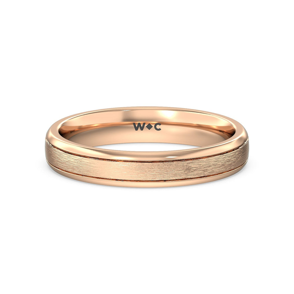 Men's Grooved Satin Finish Band with 14KT Rose Gold / 4 Cut Diamond in 14KT Rose Gold / 4 view 1
