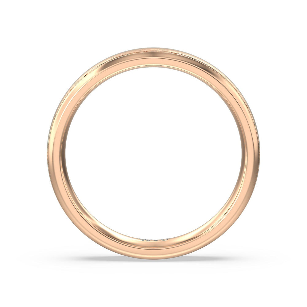 Men's Grooved Satin Finish Band with 14KT Rose Gold / 4 Cut Diamond in 14KT Rose Gold / 4 view 3

