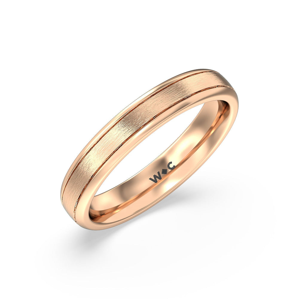 Men's Grooved Satin Finish Band with 14KT Rose Gold / 4 Cut Diamond in 14KT Rose Gold / 4 view 2
