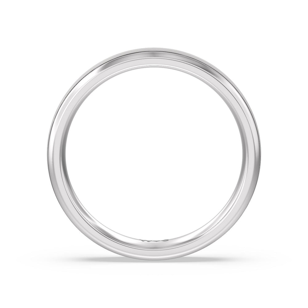 Men's Grooved Satin Finish Band with 14KT White Gold / 4 Cut Diamond in 14KT White Gold / 4 view 3
