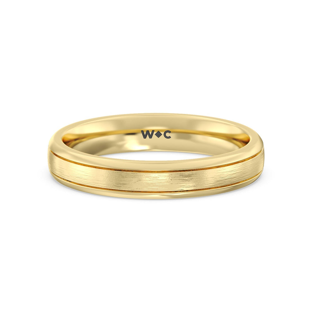 Men's Grooved Satin Finish Band with 14KT Yellow Gold / 4 Cut Diamond in 14KT Yellow Gold / 4 view 1
