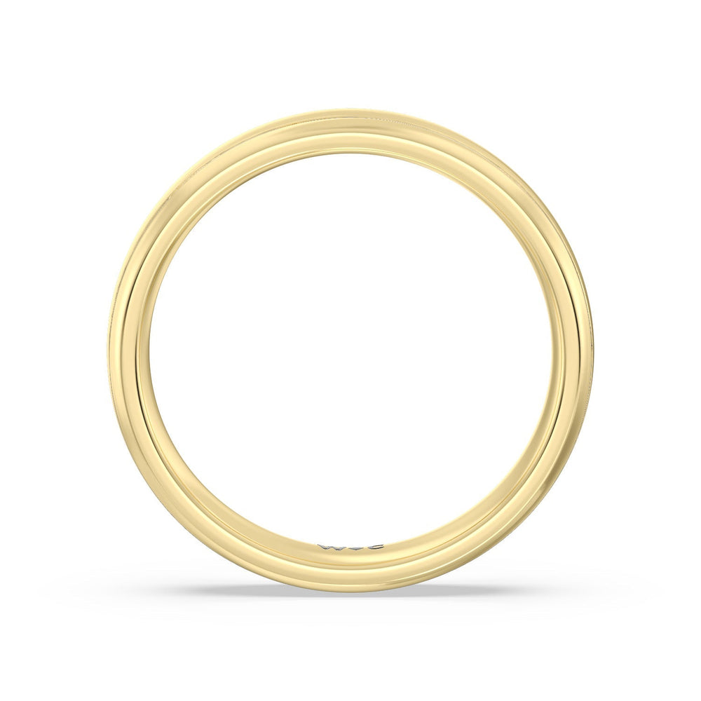Men's Grooved Satin Finish Band with 14KT Yellow Gold / 4 Cut Diamond in 14KT Yellow Gold / 4 view 3
