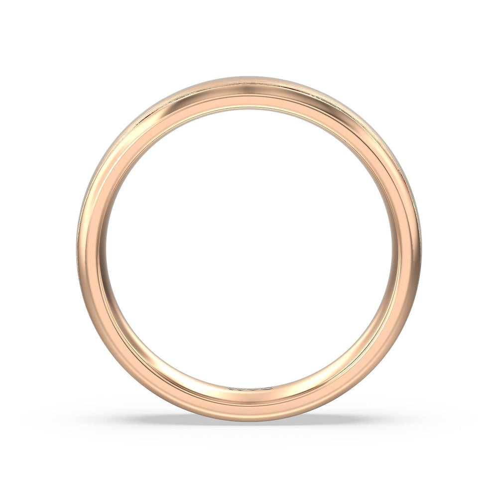 Men's Grooved Satin Finish Band with 14KT Rose Gold / 5 Cut Diamond in 14KT Rose Gold / 5 view 3

