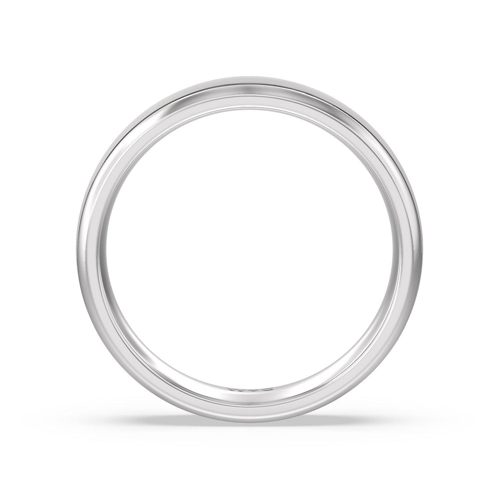 Men's Grooved Satin Finish Band with 14KT White Gold / 5 Cut Diamond in 14KT White Gold / 5 view 3
