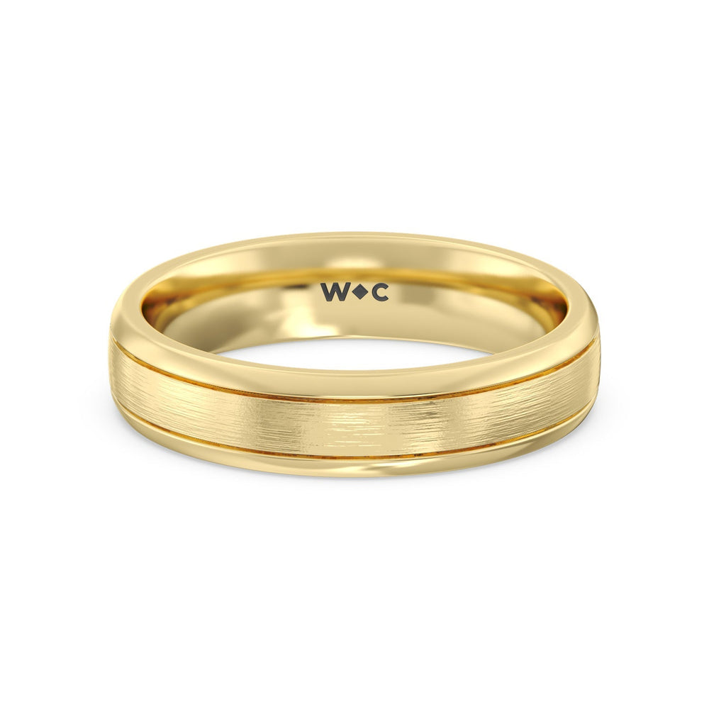 Men's Grooved Satin Finish Band with 14KT Yellow Gold / 5 Cut Diamond in 14KT Yellow Gold / 5 view 1
