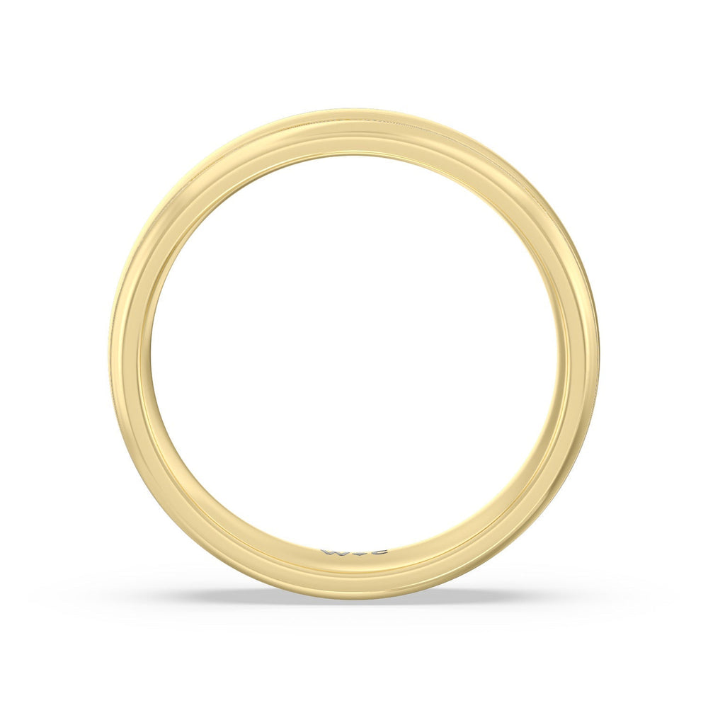 Men's Grooved Satin Finish Band with 14KT Yellow Gold / 5 Cut Diamond in 14KT Yellow Gold / 5 view 3
