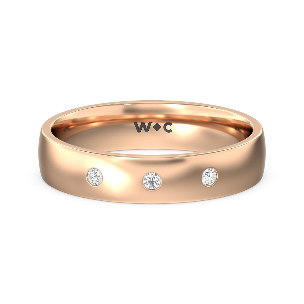 Men's Low Dome Flush Set Diamond Band with Jan Cut Diamond in 14KT Rose Gold / Lab / 10 view 1
