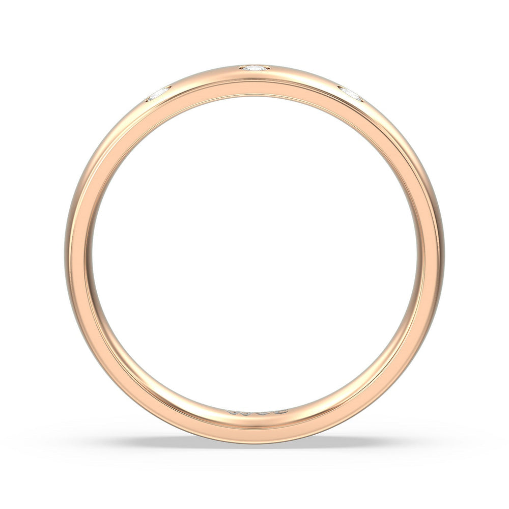 Men's Low Dome Flush Set Diamond Band with Jan Cut Diamond in 14KT Rose Gold / Lab / 10 view 3
