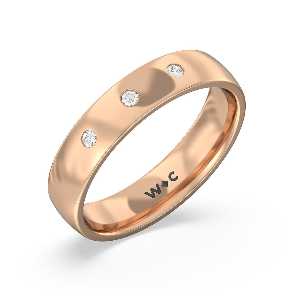 Men's Low Dome Flush Set Diamond Band with Jan Cut Diamond in 14KT Rose Gold / Lab / 10 view 2
