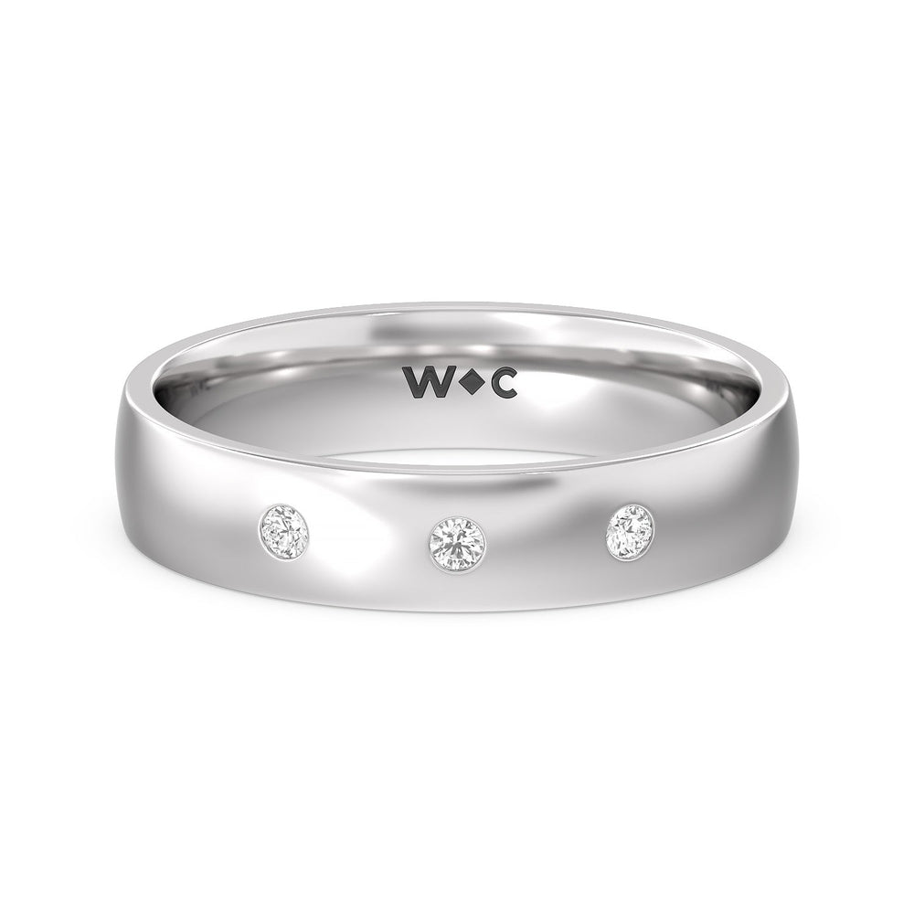 Men's Low Dome Flush Set Diamond Band with Jan Cut Diamond in 14KT White Gold / Lab / 10 view 1
