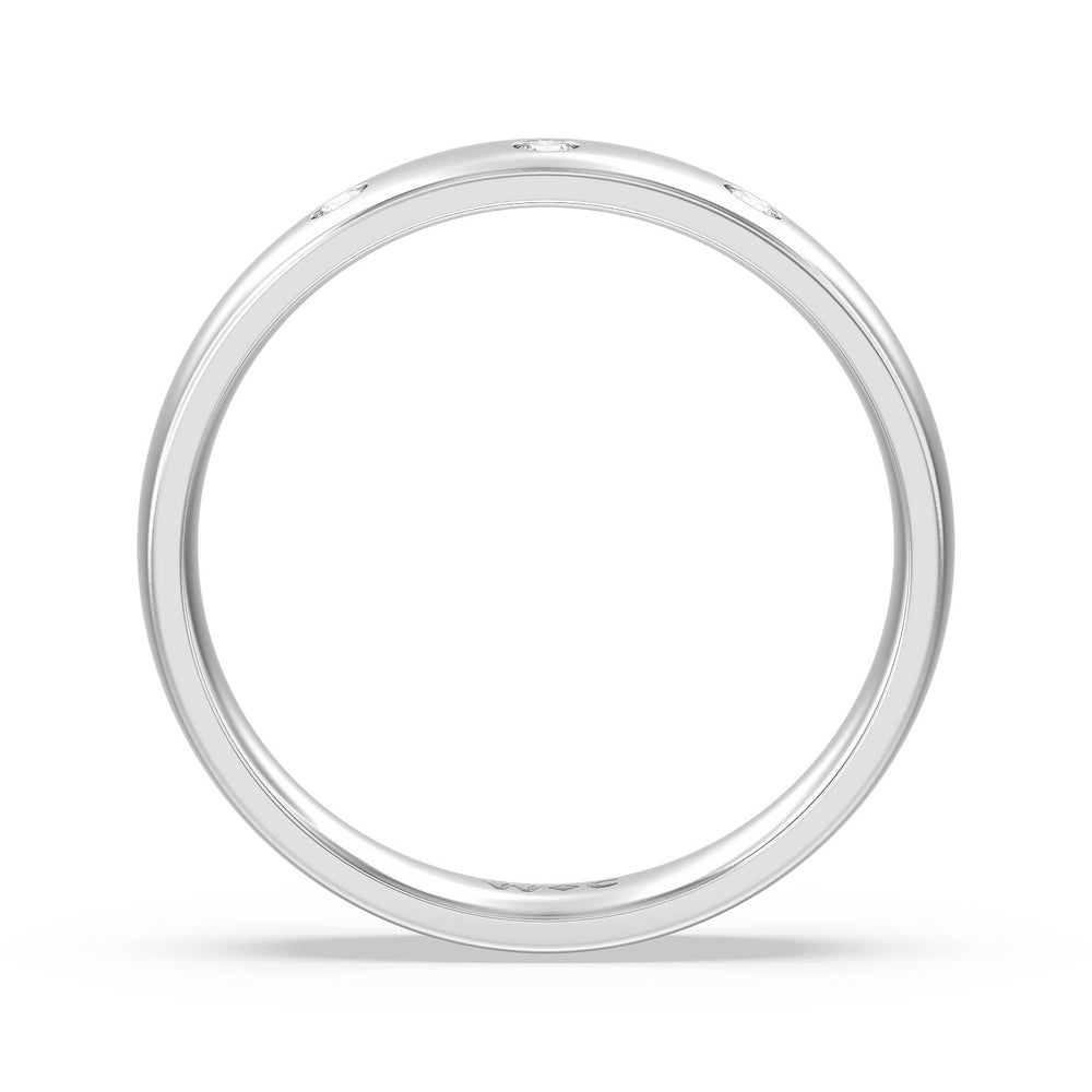 Men's Low Dome Flush Set Diamond Band with Jan Cut Diamond in 14KT White Gold / Lab / 10 view 3
