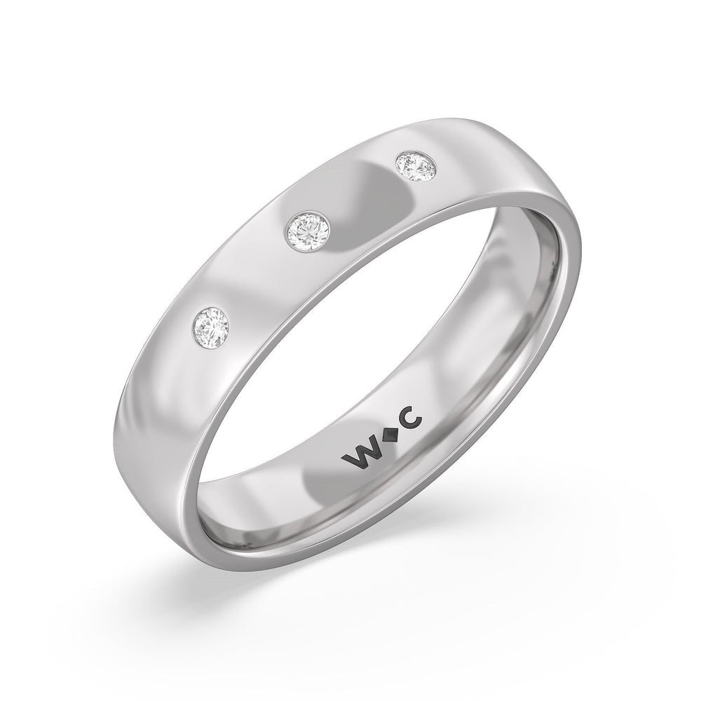 Men's Low Dome Flush Set Diamond Band with Jan Cut Diamond in 14KT White Gold / Lab / 10 view 2
