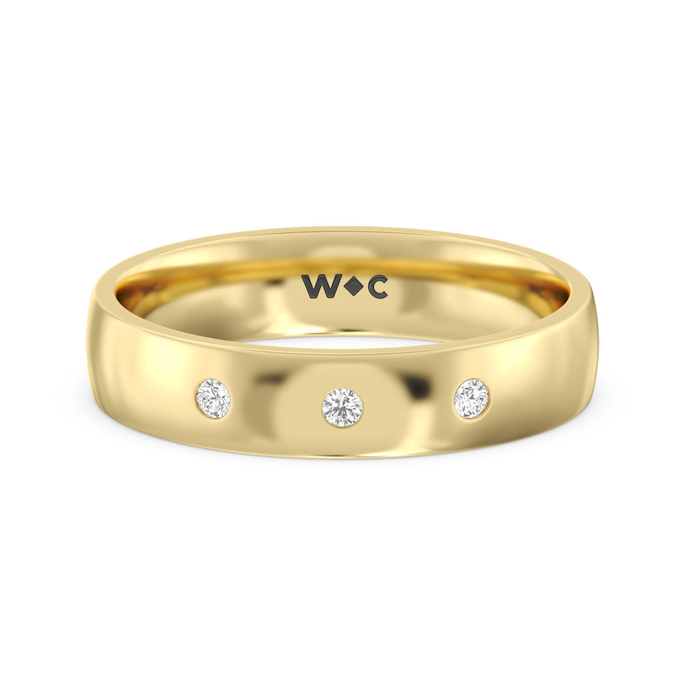 Men's Low Dome Flush Set Diamond Band with Jan Cut Diamond in 14KT Yellow Gold / Lab / 10 view 1
